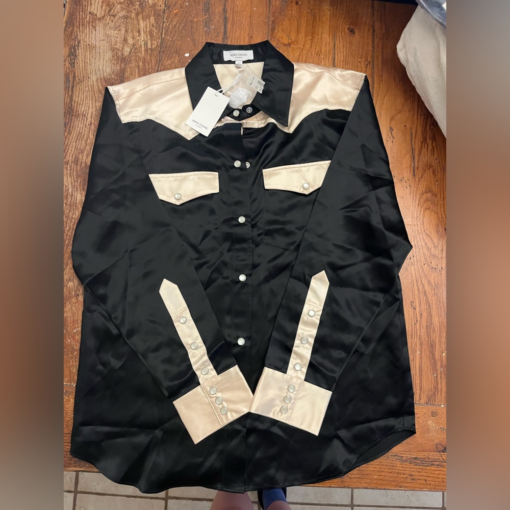 Alexa Chung/Madewell Satin Western Shirt - Picture 7 of 9
